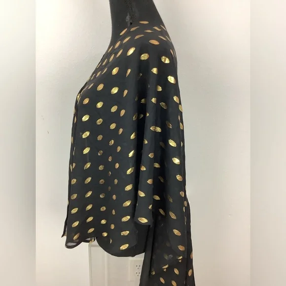 NWT Never Fully Dressed Black Multi Way flowy Dress/cover Gold dots on sheer - Picture 9 of 13